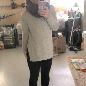 Aqua open shoulder cold shoulder sweater